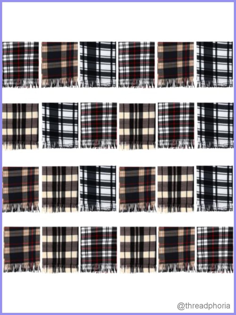 24 Pack Plaid Fleece Winter Scarves Bulk Unisex Warm Neck Wraps